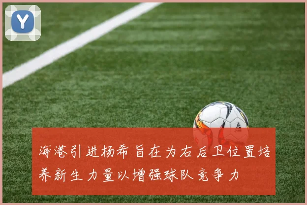 海港引进杨希旨在为右后卫位置培养新生力量以增强球队竞争力